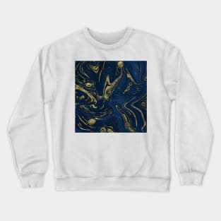 Gold Faux Glitter & Navy Blue Marble Abstract Art Crewneck Sweatshirt